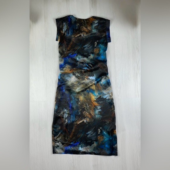 All Saints Asymmetrical Dress in Black, Blue, and Brown - Picture 2 of 5